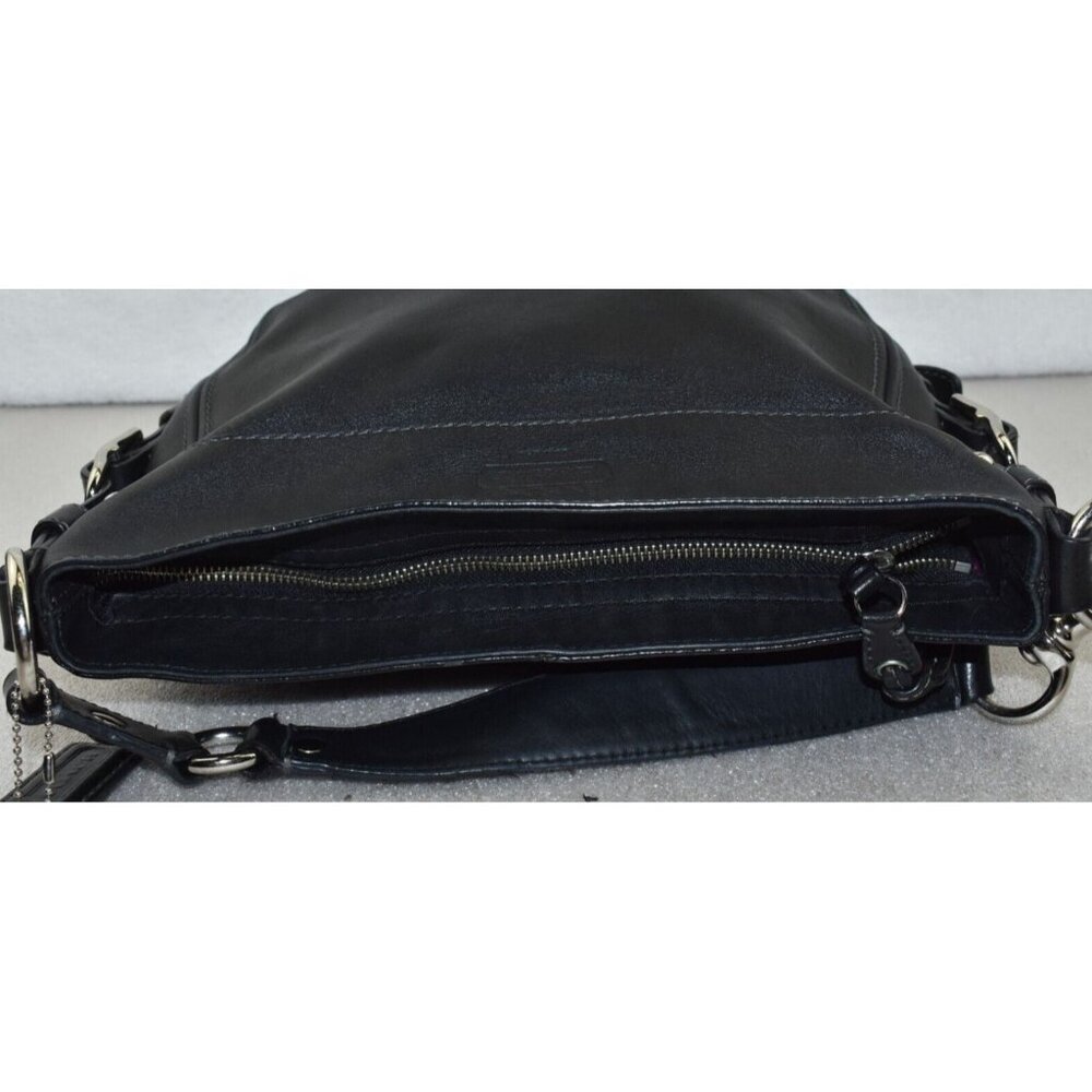Coach Zoe Womens Black Leather Zipper Closure Hobo Shoulder Bag Purse - Picture 9 of 16